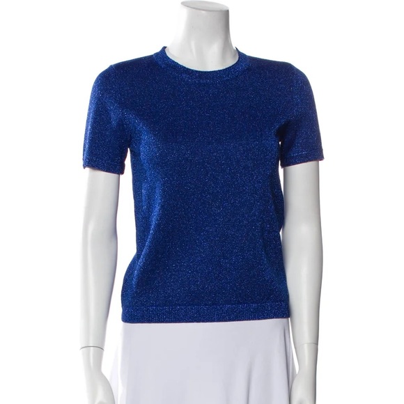 ALICE & OLIVIA SHORT SLEEVE SPARKLY TOP - Picture 1 of 7